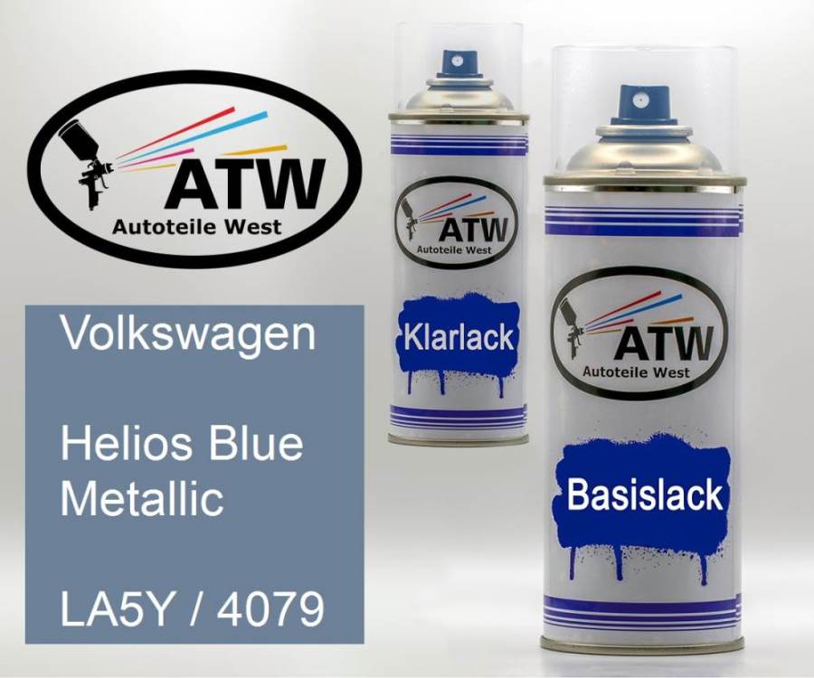 Volkswagen, Helios Blue Metallic, LA5Y / 4079: 400ml Sprühdose + 400ml Klarlack - Set, von ATW Autoteile West.